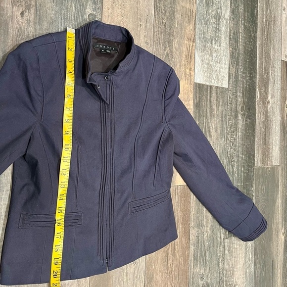 Theory Jacket Womens M Cropped Carly SC Military Mock Neck Hook & Eye Navy - Picture 9 of 12